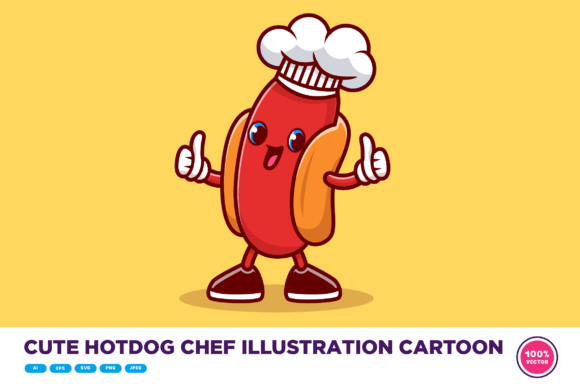 Download Cute Hotdog Chef Illustration Cartoon - Chef illustration Collection