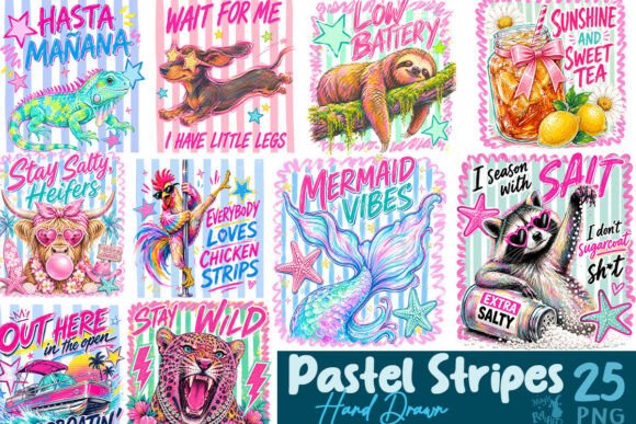 Download Pastel Stripes Hand Drawn Bundle - Hand Collection
