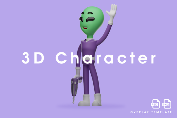 Download 3D Alien Illustration Waving Hand - Hand Collection