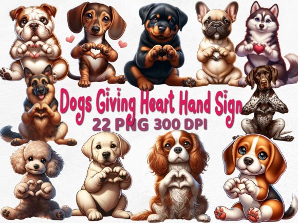 Download Dogs Giving Heart Hand Sign Sublimation - Hand Collection