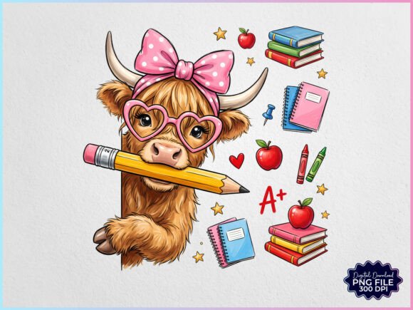 Download Back to School Highland Cow PNG - Back to school Collection