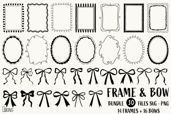 Download Hand-Drawn Frames &amp; Bows Bundle SVG PNG - Hand Collection