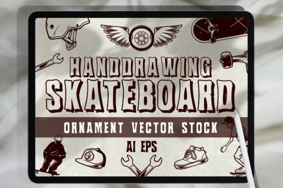 Download Hand Drawing Skateboard Vector Element - Hand Collection
